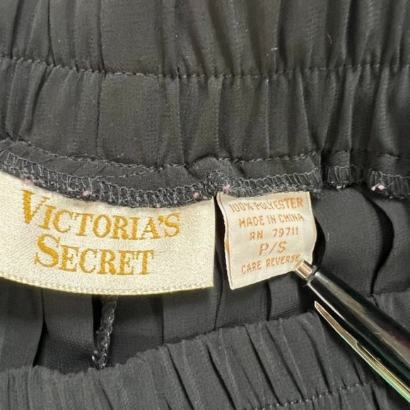 Vintage Wide Leg Pants Pleat Sheer Black Small Rare Victorias Secret Gold Label - Picture 7 of 7